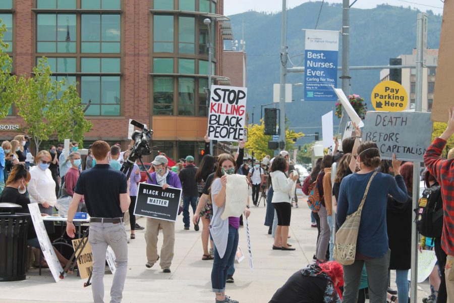 Protesters gather at the Missoula courthouse to protest for racial justice and reform this summer. Photo courtesy of Ali Caudle.