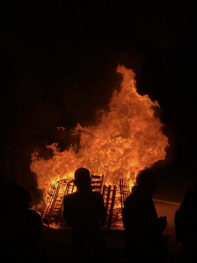 The Homecoming bonfire still went on as it was an outside event. Photo courtesy of Jack Kinderwater