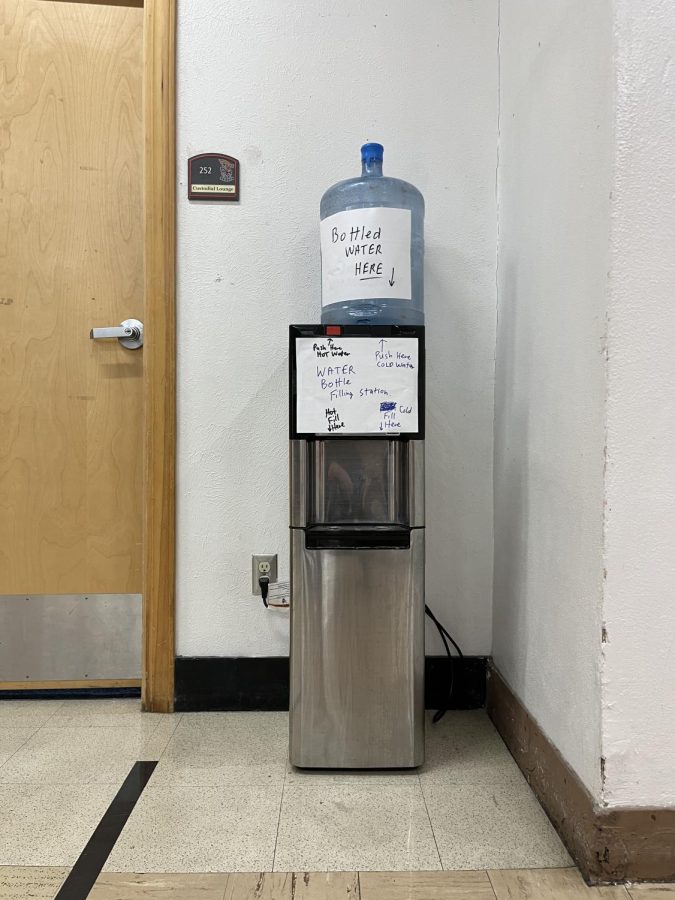 A water dispenser on the second floor by the custodians lounge. Photo by Asa Stuart.
