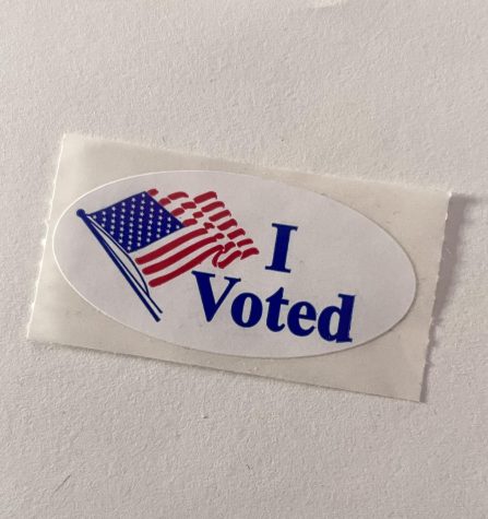 I Voted sticker from the 2022 mid terms on Nov. 8th. Photo Courtesy of Ila Bell