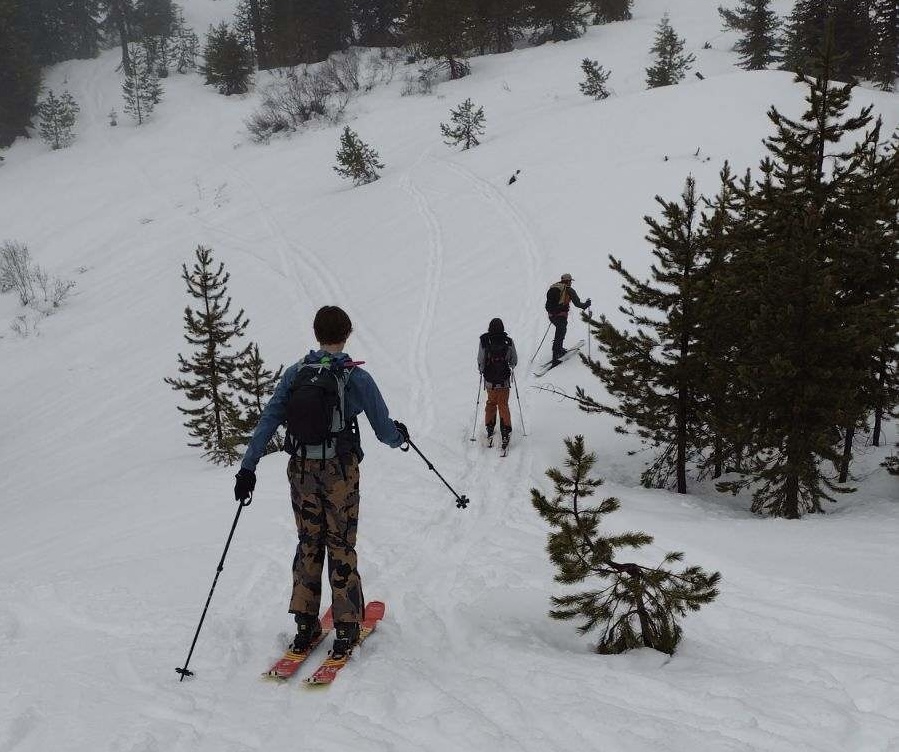 Skiers begin the trek to the top of Nascar at Lolo pass during their Avy 1 course. Photo by Will Hansen. 