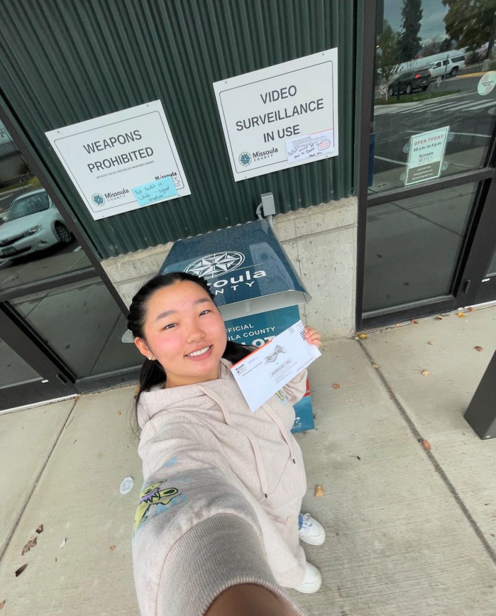 Montana teen casting her vote, courtesy of Faith You.