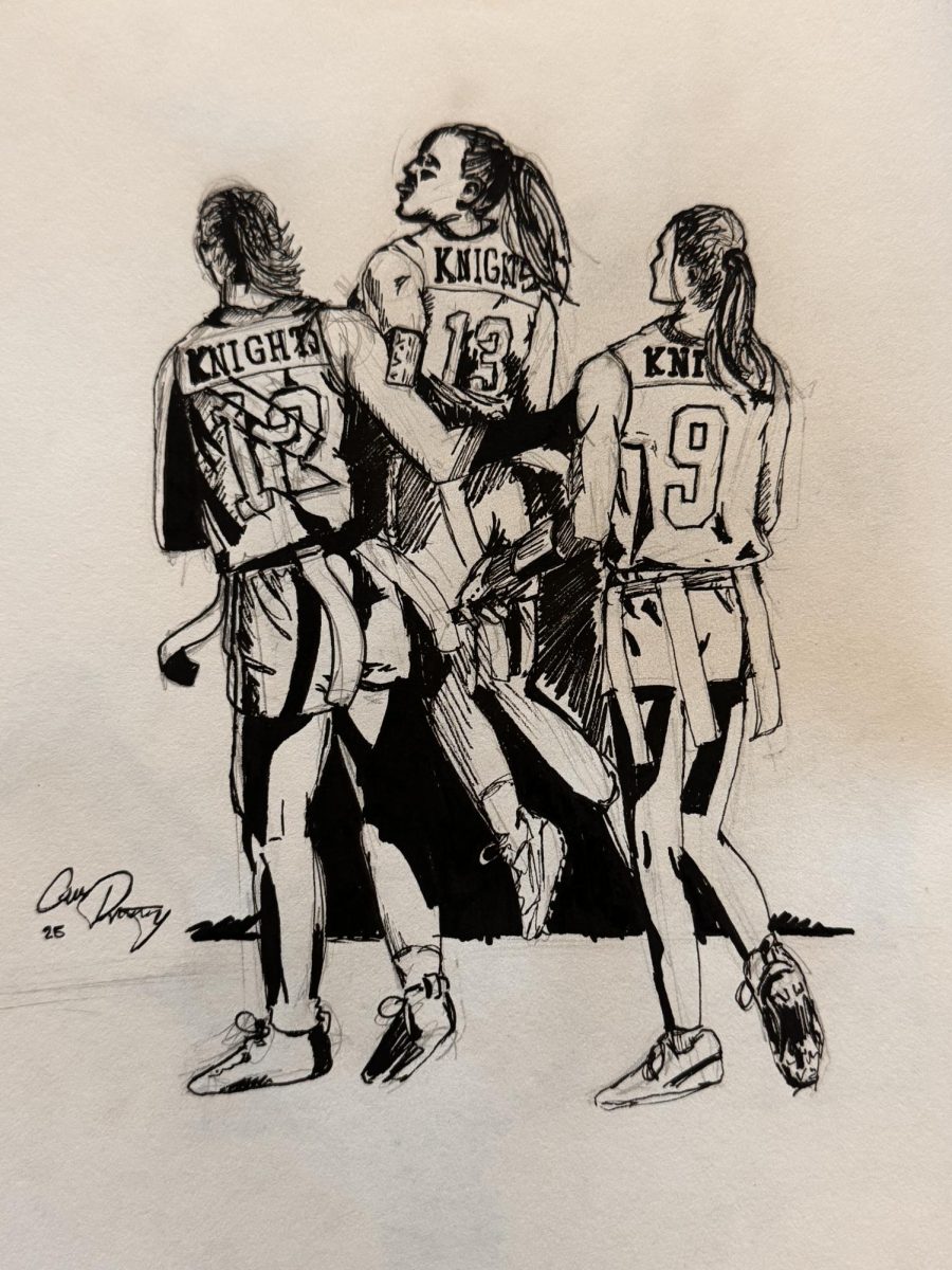 Hellgate Flag Football is a new sport, but that is not stopping the Knights from outplaying the competition. Graphic by Gus Darty.