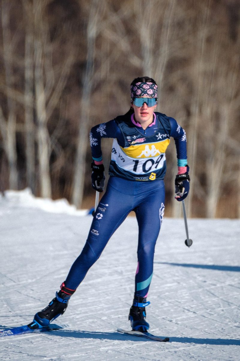 Hellgate junior Addy Terwilliger skis in the 7.5 kilometer U18/U20 women’s skate race, competing with collegiate skiers from around the world. Photo courtesy of Matthew Hamon.