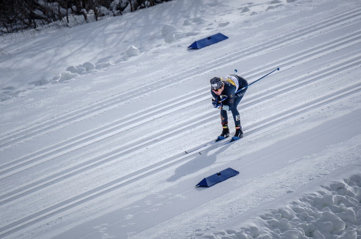 Odin Berryman, senior, competes at the Soldier Hollow JNQ earlier this season. These races were some of the only chances the Ice Badgers had to ski on snow amid a dry and warm winter in Missoula. Photo courtesy of Matthew Hamon.